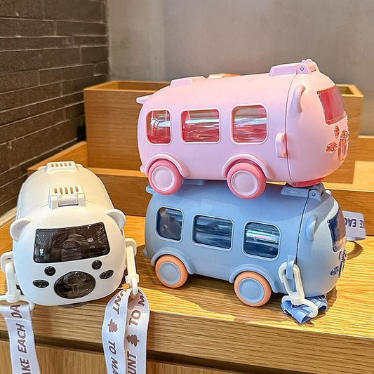 🎁 Beste gaver til barn 🚌 Bærbar vannflaske i bussform med bærestropp