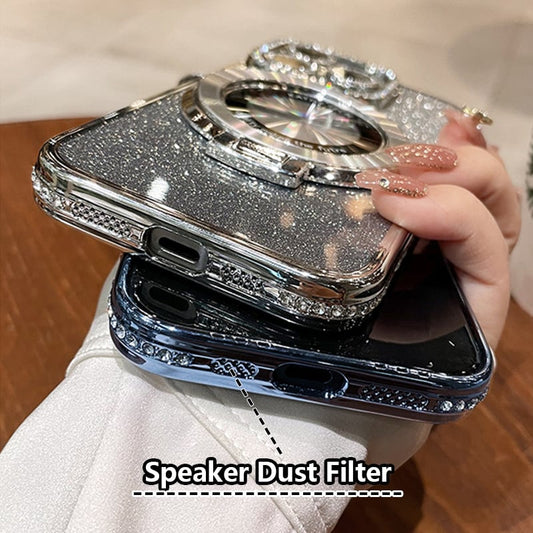 🎁2025 HETT SALG🎉💝Glitter Rhinestones Magnetisk iPhone-etui med usynlig stativ