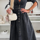 ✨Nytt for våren! 👗Jeanskjole med V-hals og knappestolpe for kvinner