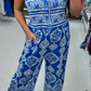 Jumpsuit med mosaikkmønster og elastisk byste