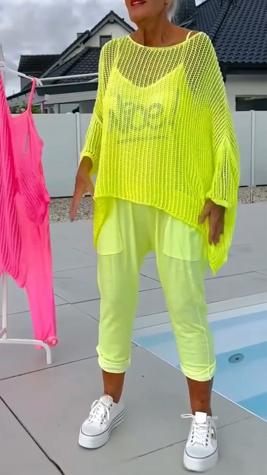 Jumpsuit med bokstavtrykk for kvinner + hul smokk fritidsdrakt