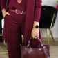 Elegant 3-delers sett: Lang cardigan, topp og bukser