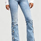 Høytsittende slitte flare-jeans for kvinner