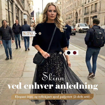 Glitrende topp og tyllskjørt til kvinner