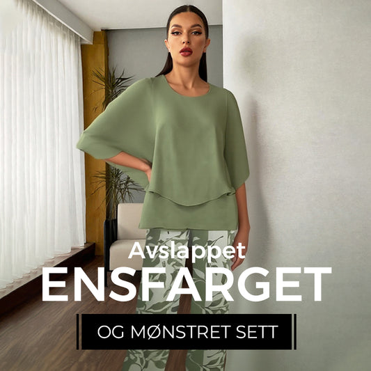 🔥 Sett med bukser med trykk og topp med rund hals