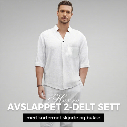 🌿💧Fasjonabelt todelt herresett i bomullslin: topp og bukse