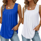 🏖️SOMMER-SPESIALTILBUD 60 % RABATT!!👕Ermeløs T-skjorte med firkantet hals til damer✨Myk og elastisk basis-camisole som passer til alt – perfekt til hverdagsbruk, pendling og ferie🇬🇧