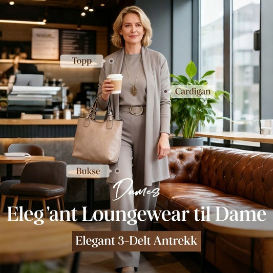 Elegant 3-delers sett: Lang cardigan, topp og bukser