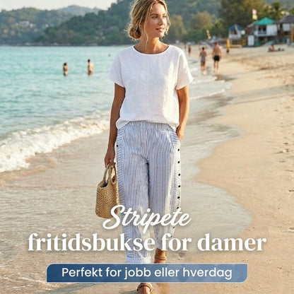 ☀️ 50 % rabatt 🌸Stripete bukser med sidelommer – lette og pustende til sommeren 🌿