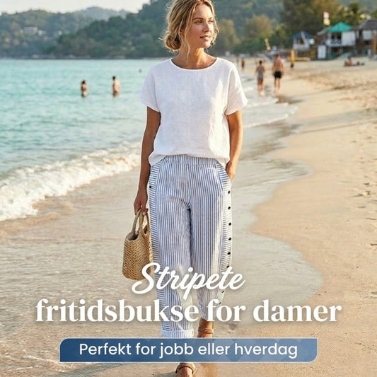 ☀️ 50 % rabatt 🌸Stripete bukser med sidelommer – lette og pustende til sommeren 🌿