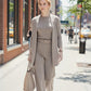Elegant 3-delers sett: Lang cardigan, topp og bukser