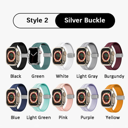 🔥Flash-salg 49% RABATT - Magnetisk sammenleggbart bånd i silikon til Apple Watch Ultra Series 9/8/7/6/SE