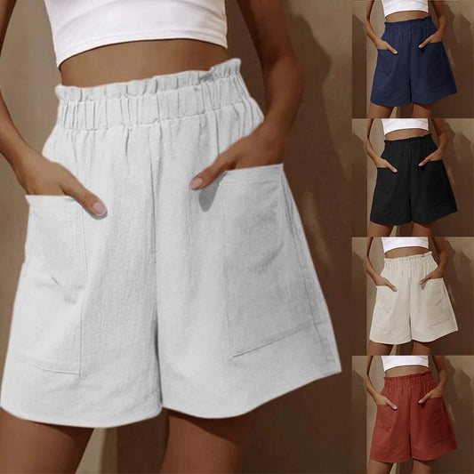 🔥Hot Sale - Lommeshorts i bomull med høy midje for kvinner