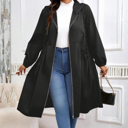 💖SPESIALTILBUD 50 % RABATT🧥Uformell langermet kappe i store størrelser med snøring, glidelås og hette