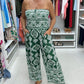 Jumpsuit med mosaikkmønster og elastisk byste