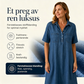 Uformell midi-skjortekjole i denim med lommer