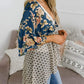 🌸Vårsalg 49 % rabatt🌸Blomstrete kimono-cardigans for damer med volanger på ermene, snøring og løst snitt i boho-stil
