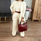 Elegant 3-delers sett: Lang cardigan, topp og bukser