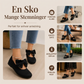 Knit-flate sko med firkantet tå og sløyfe for kvinner