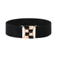 【Fabrikkens direkte salg】 Dames Vintage Gold Buckle High Elastic Leather Belt