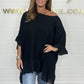 🔥Hot Sale-50% avslag💟Loose plisserte bluser uten skulder til kvinner