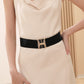 【Fabrikkens direkte salg】 Dames Vintage Gold Buckle High Elastic Leather Belt