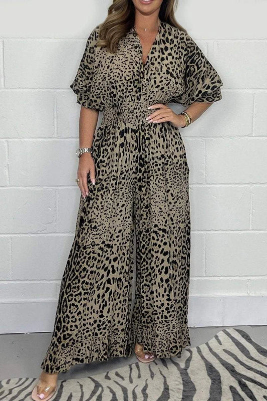 🔥Siste dags salg 50%🔥Uformell løs jumpsuit med leopardtrykk👗