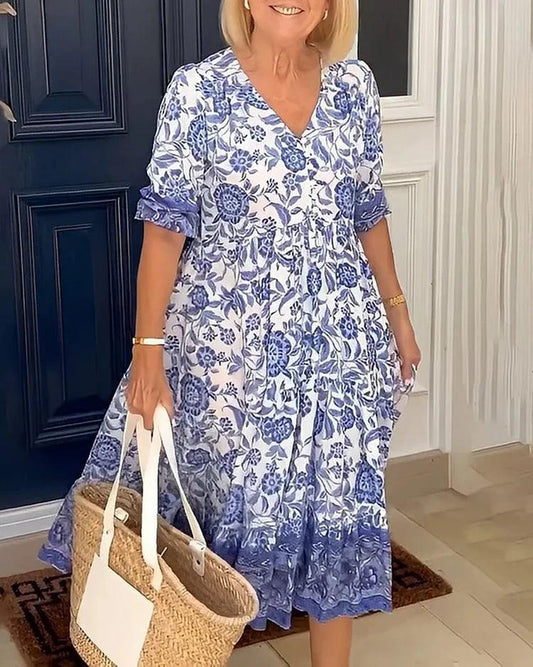 💝👗V-hals koselig Bohemian nyeste stil kjole✨