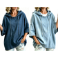 Løs, uformell denim-hettegenser for kvinner