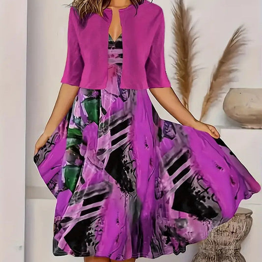 🌿🥰 Elegant tynn todelt kjole for kvinner