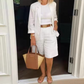 Kvinners To-delte Fritidssett med Åpen Front Topp & Bermuda Shorts