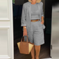 Kvinners To-delte Fritidssett med Åpen Front Topp & Bermuda Shorts