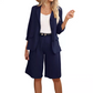 Kvinners To-delte Fritidssett med Åpen Front Topp & Bermuda Shorts