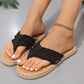 Fluffing flat flipflop i lerret for sommeren