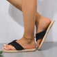 Fluffing flat flipflop i lerret for sommeren