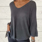 🔥Hot Sales - 60% OFF💕Dame's Batwing Sleeve Solid Color V-Neck Knit Top