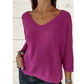 🔥Hot Sales - 60% OFF💕Dame's Batwing Sleeve Solid Color V-Neck Knit Top