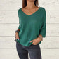 🔥Hot Sales - 60% OFF💕Dame's Batwing Sleeve Solid Color V-Neck Knit Top