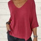 🔥Hot Sales - 60% OFF💕Dame's Batwing Sleeve Solid Color V-Neck Knit Top