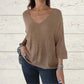 🔥Hot Sales - 60% OFF💕Dame's Batwing Sleeve Solid Color V-Neck Knit Top