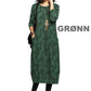 Kvinner Elegant Print Rund Hals Kjole med Lommer
