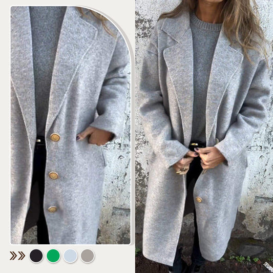 🌸Høstsalg med 50 % rabatt🌸Langermet Tweed-frakk med revers for kvinner