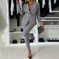 🔥🖤Svart fredag salg:50% rabatt🖤 Dobbeltspent blazer og skreddersydde bukser for dame