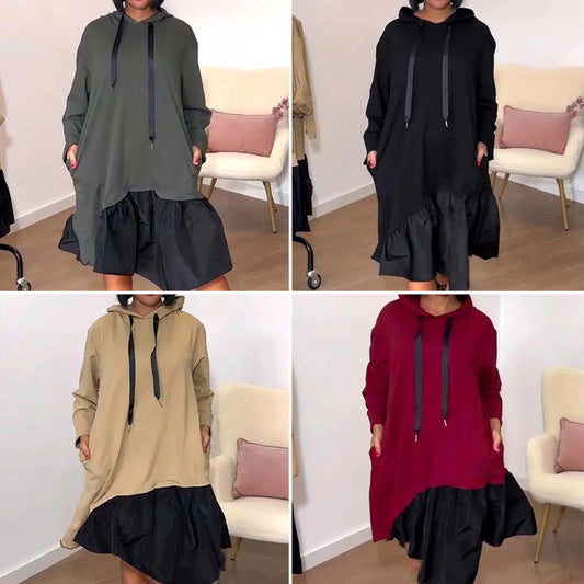 🔥Black Friday-salg 49 % rabatt🔥Trendy, løs og casual kjole med hette til kvinner