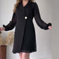 🎅Julesalg - 52% AVSLAG⏳Lapel solid fargeSuperior følelse Temperament plissert design kjole👗
