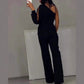 🔥🖤Black Friday Sale:50% rabatt🔥Utslått jumpsuit med glitter og glitter på én skulder for dame