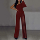 🔥🖤Black Friday Sale:50% rabatt🔥Utslått jumpsuit med glitter og glitter på én skulder for dame