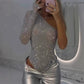 🎉Godt nytt år! 50% AVSLAG 🛍️One Shoulder Sequin Bodysuit for kvinner