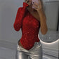 🎉Godt nytt år! 50% AVSLAG 🛍️One Shoulder Sequin Bodysuit for kvinner