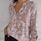 🌸Vårtilbud🌸 Bluse med blomstertrykk og paljettlomme for kvinner